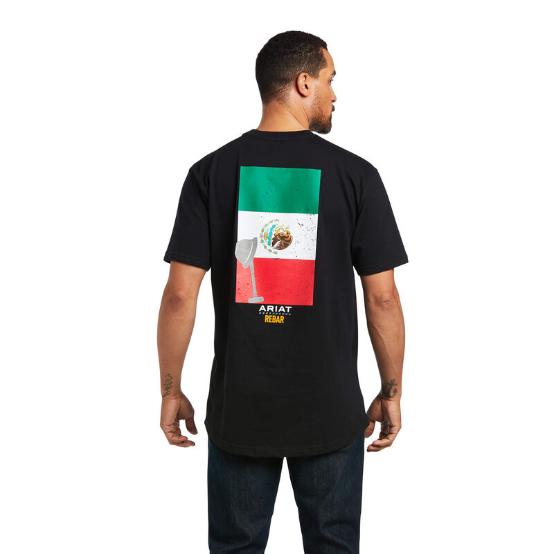 Ariat Rebar Cotton Strong Mexican Pride Graphic - Miesten Mustat T-Paidat ( BIJEKL-715 )